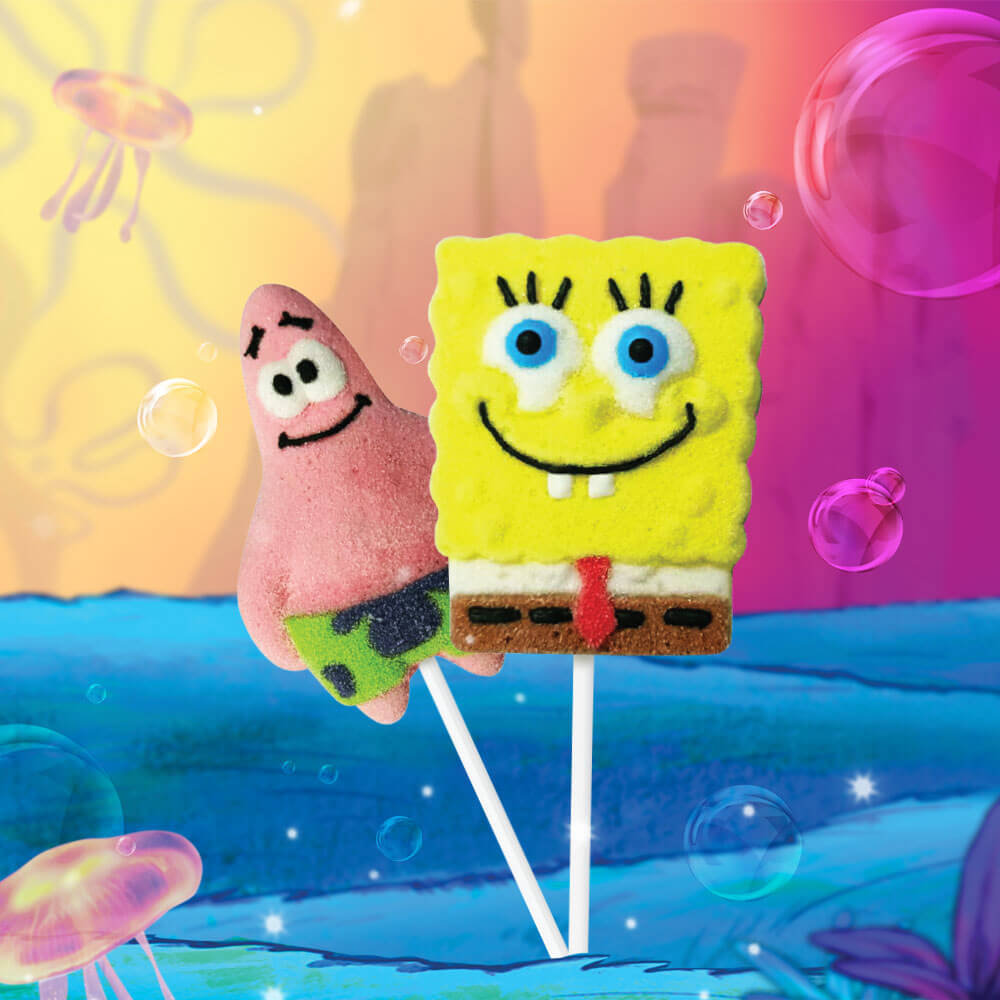 Marshmallow lollipops BobSponge and friends