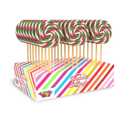 Swirl lollipop Red – White - Green 50g wholesaler